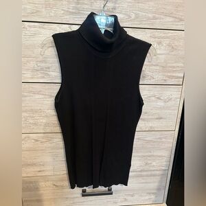 Cato Black Ribbed Sleeveless Turtleneck Top
